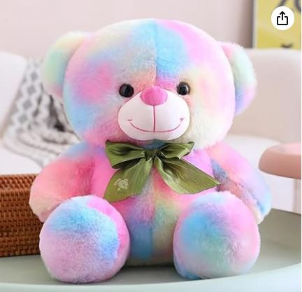 Storio Toy Cute Rainbow Colored Huggable Teddy Bear | 30 cm